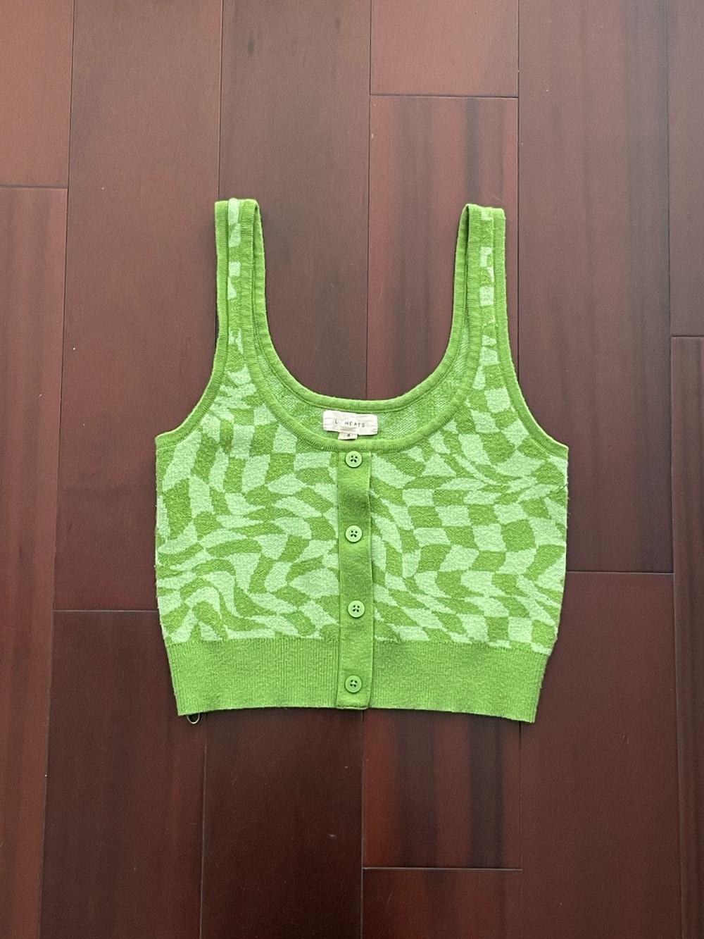 L.A. HEARTS Lime Green Geometric Knit Crop Tank